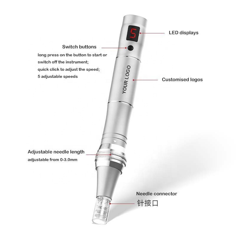 Best at Home Electric Rechargeable Professional Microneedling Derma Pen with Digital Display Screen for Hair Loss, Stretch Marks