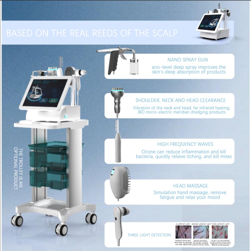 Hair Scalp Analyzer Scalp Detector Digital Skin Analyzer Microscope Hair Follicle Testing Face Body Analysis Machine 5-in-1