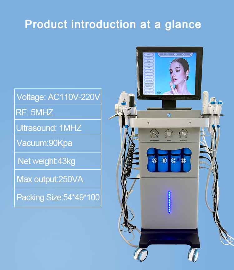 18 In1 Hydra Oxygen Machine with Water Facial &amp; Skin Analyzer Deep Cleansing Microdermabrasion 1-Year Warranty for Salon Use