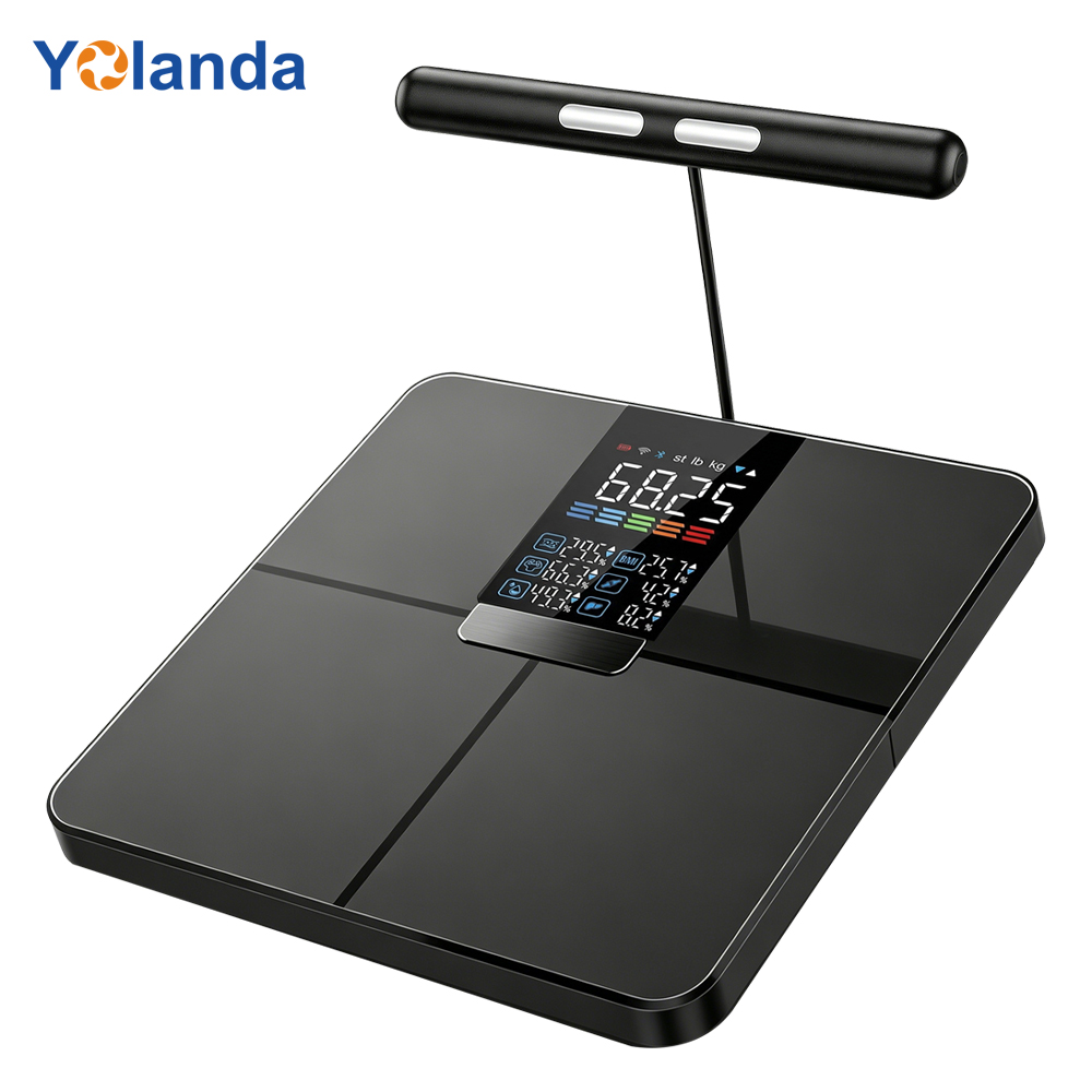 ITO Glass Design Yolanda Premium Large Color Screen Weight Measurement BMI Smart Body Fat Scale SDK Support