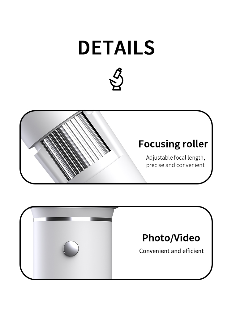 Dearsee Skin Hair Beauty Magnifier 1600X Wireless WiFi Digital Microscope for iPhone Android