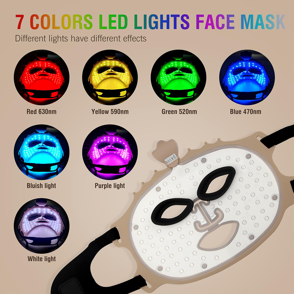 ZMFR Led Red Light Facial Beauty Mask 7 Color Led Face Mask Light Therapy With 450nm 590nm 630nm &amp; 850nm