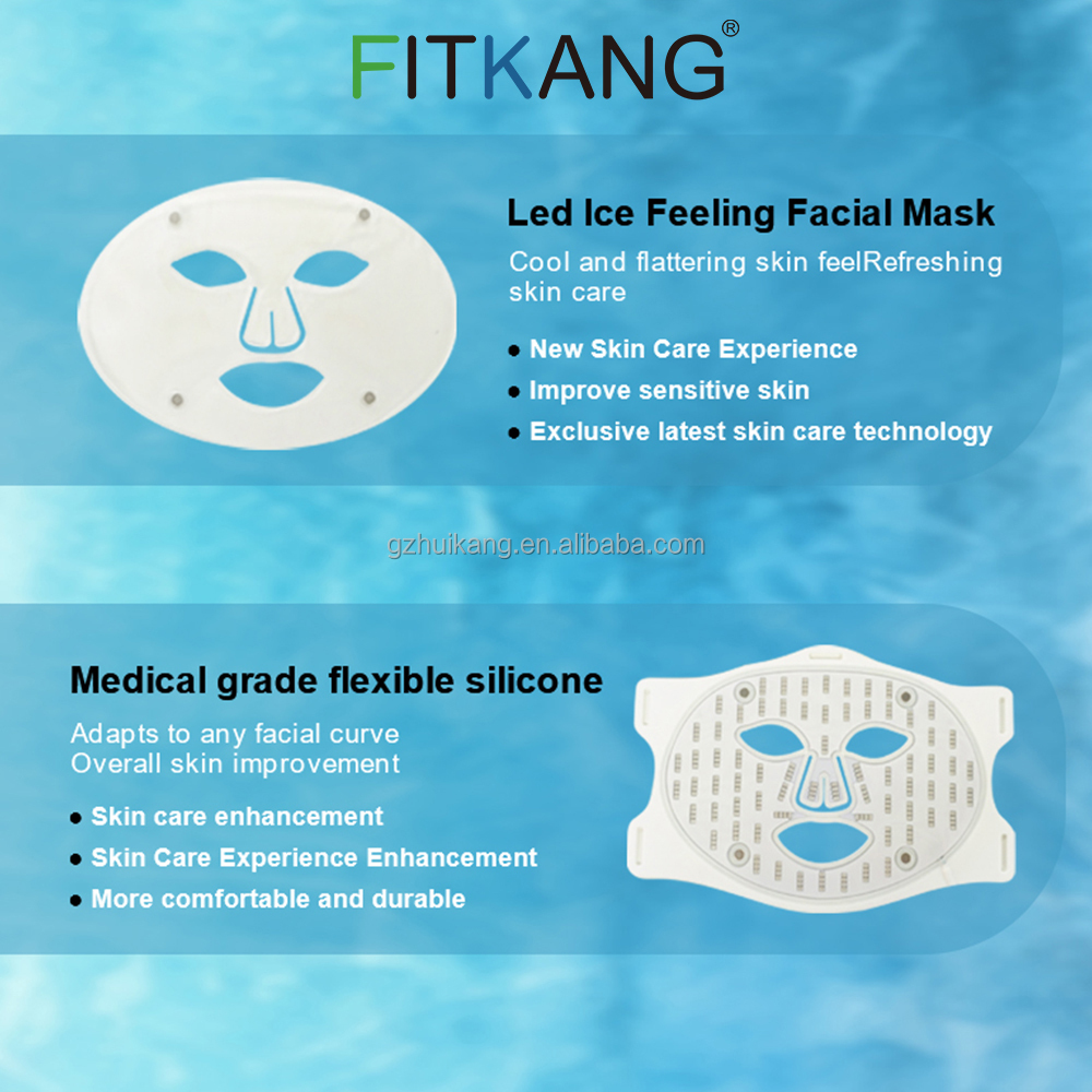 Fitkang OEM Custom Beauty Ice Mask Led Face Light Therapy Medical Grade Infrared Light Red Light Therapy Face Ice Mask