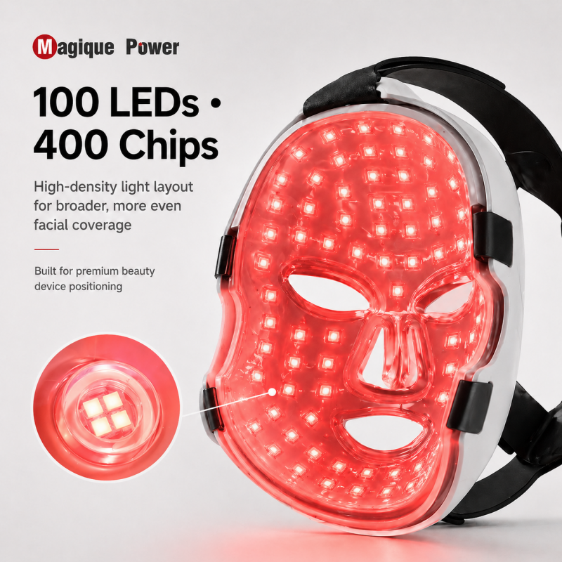 Magique Power New Flexible SIlicone Mask Custom Red Light Mask 5 Wavelengths Red Light Therapy Mask 1072 nm