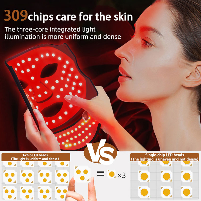 Wholesale Customized Logo Standing Home Use 7 Colors LED Infrared Pain Relief Facial Skin Care Machine Red Therapy Silicone Mask