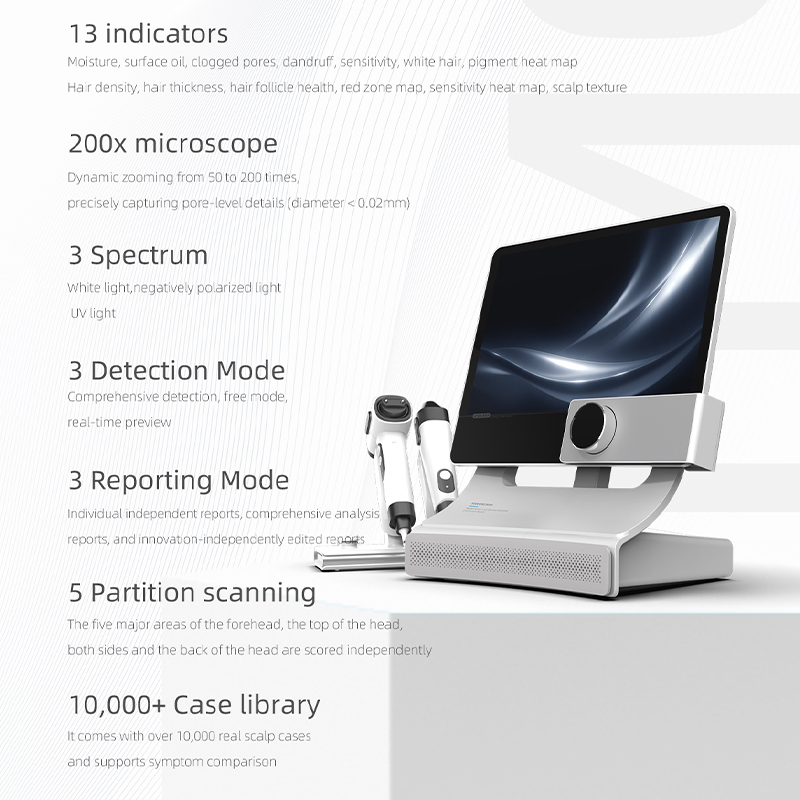 Intelligent T5 AI Intelligent Scalp Analyzer AI Digital Skin Hair Scalp Analysis HD Microscope Hair Analysis Device