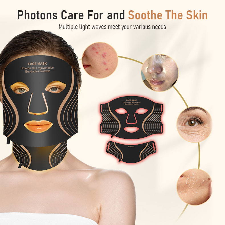 Wholesale Customized Logo Standing Home Use 7 Colors LED Infrared Pain Relief Facial Skin Care Machine Red Therapy Silicone Mask