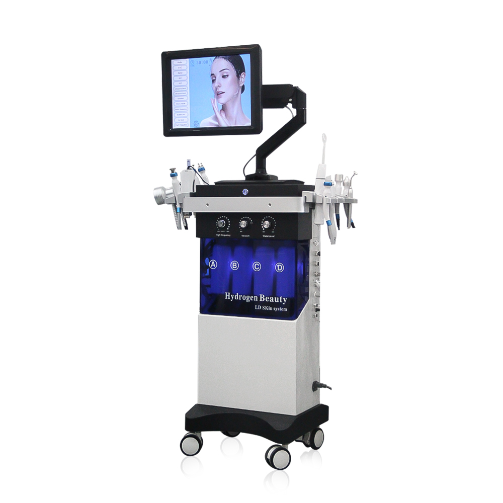 Hot Sales 18 in 1 H2O2 Bubble Blackhead Removal Hydra Dermabrasion Facial Deep Cleaning Machine with 360&deg; Rotating Touch Screen