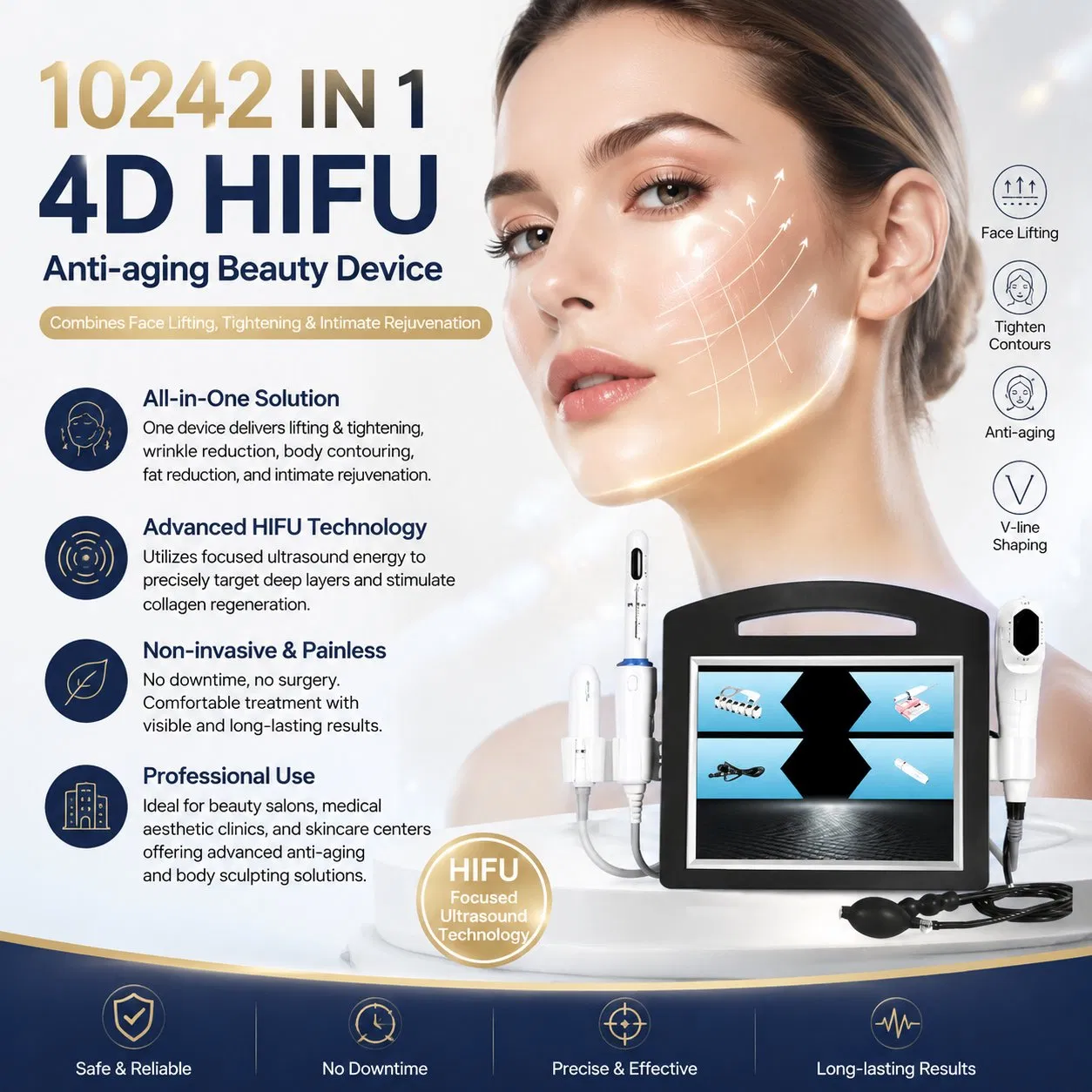 Professional Hifu 22D Max Device for Anti-Aging, Wrinkle Removal, and Face Lifting Treatment