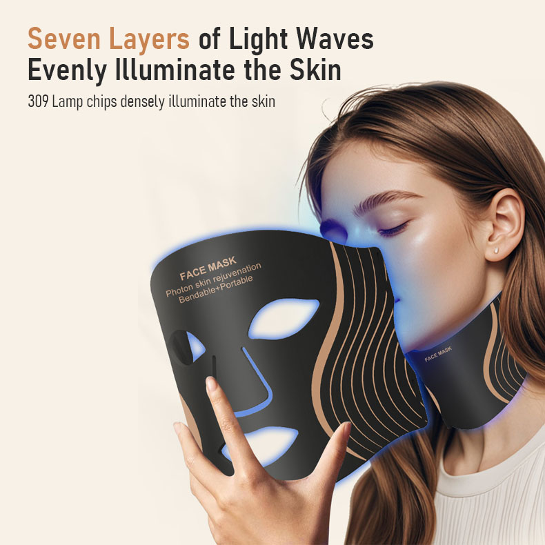 Wholesale Customized Logo Standing Home Use 7 Colors LED Infrared Pain Relief Facial Skin Care Machine Red Therapy Silicone Mask