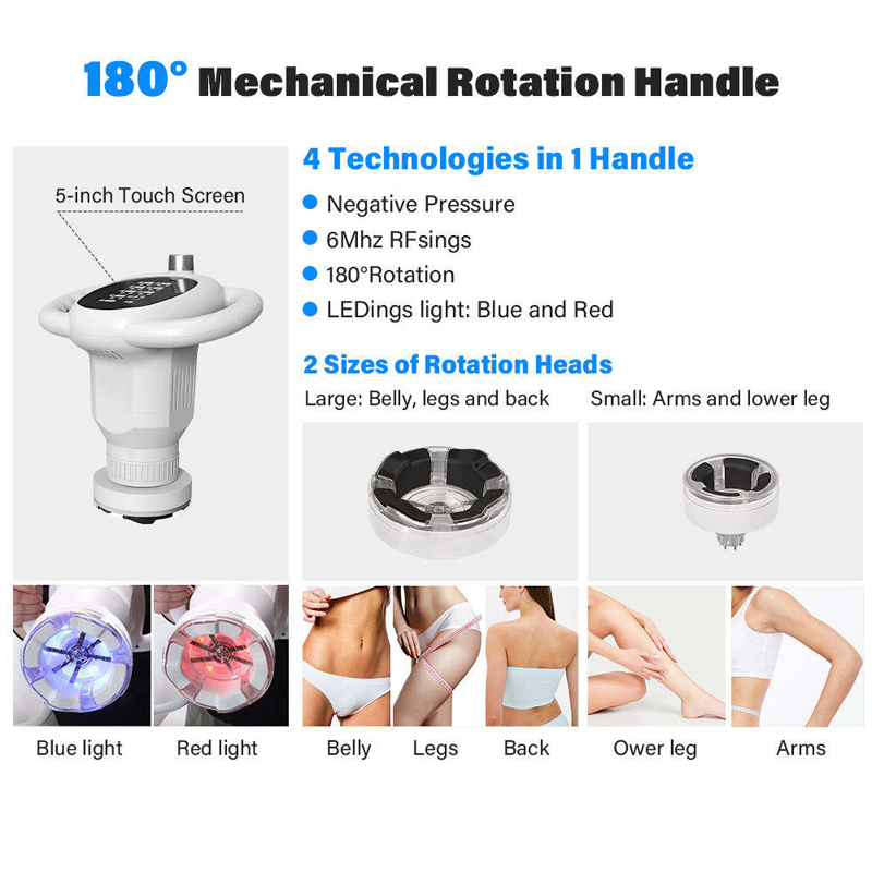 Non Invasive Body Contouring Equipment 3D Rotary Negative Pressure Vacuum RF Machine for Face Skin Tightening Fat Reduction