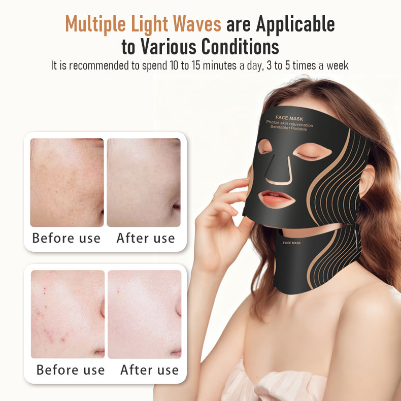 Wholesale Customized Logo Standing Home Use 7 Colors LED Infrared Pain Relief Facial Skin Care Machine Red Therapy Silicone Mask
