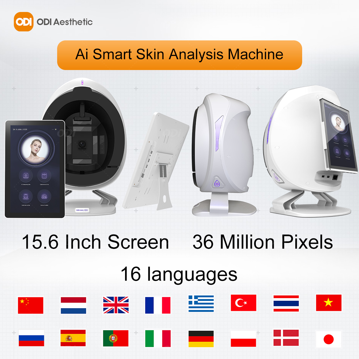 3D AI Facial Skin Analyzer Detection Skin Problem Analysis Diagnosis 8 Spectrum 3d Skin Analyzer Machine For Medical Spa