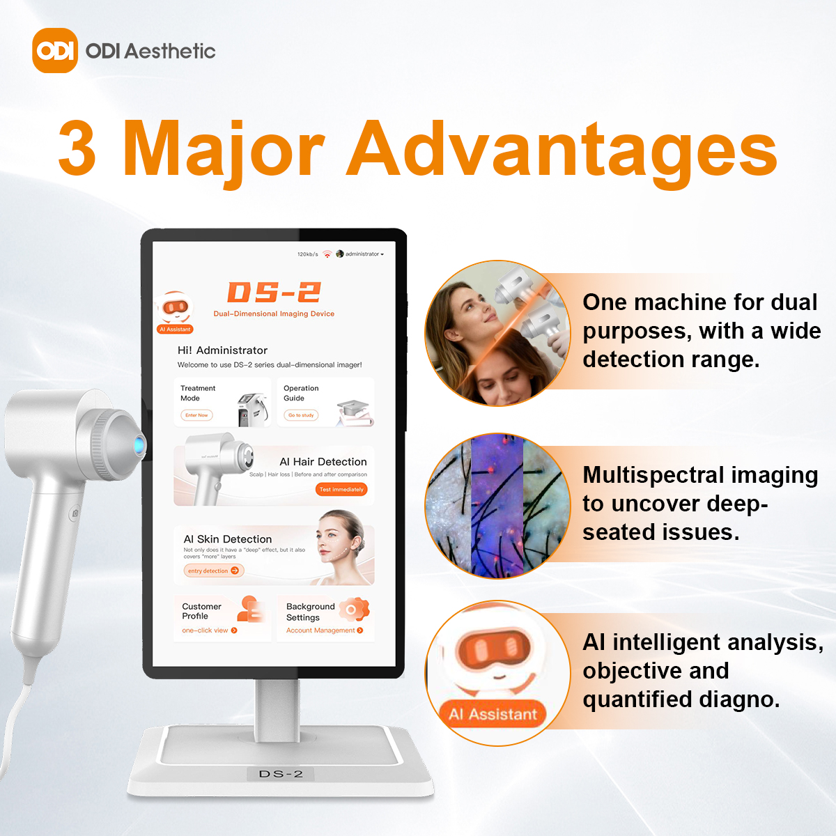 ODI Scalp Camera Analysis Machine Hair And Scalp Analysis Machine Hair Analysis Device Uv Light Hair Follicle Analyzer Machine