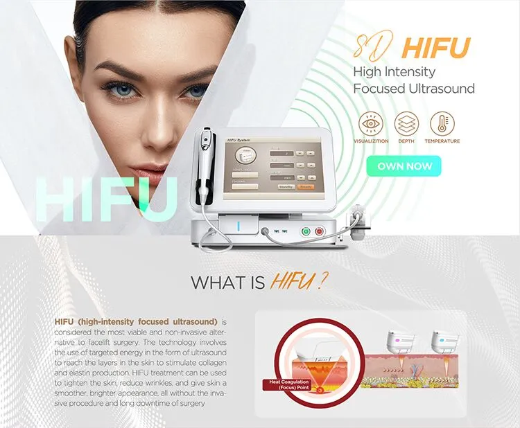 8d Hifu Ultrasound Face Lifting and Wrinkle Removal Machine Smas Anti-Aging Device