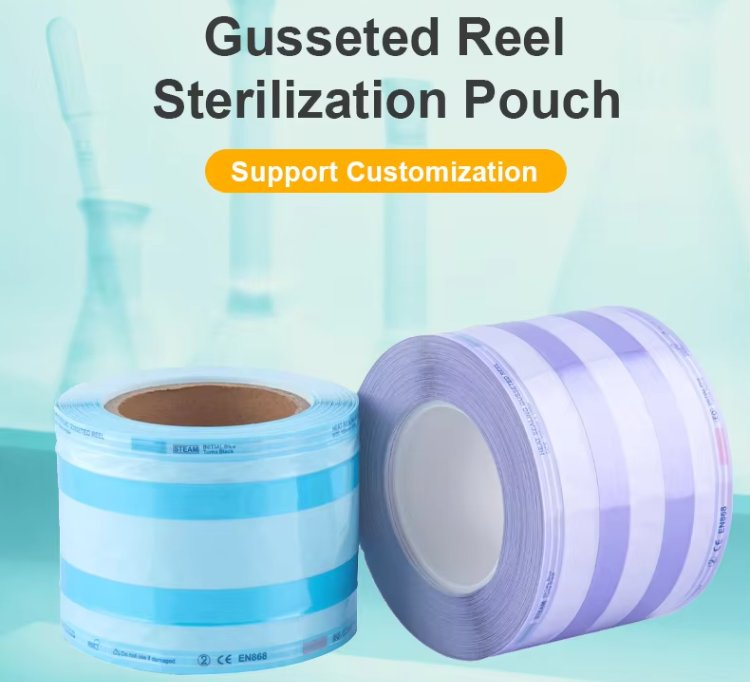 Medical Autoclave Package Heat Sealing Sterilization Pouch Gusseted Reels Roll