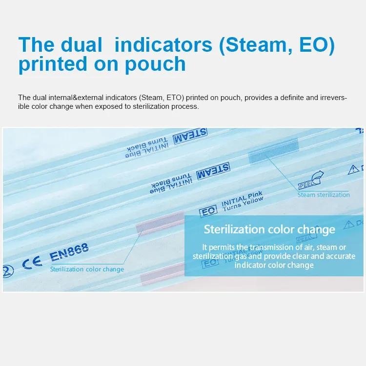 Sterile Gusseted Reel Pouch Bag Medical Disposable Packaging