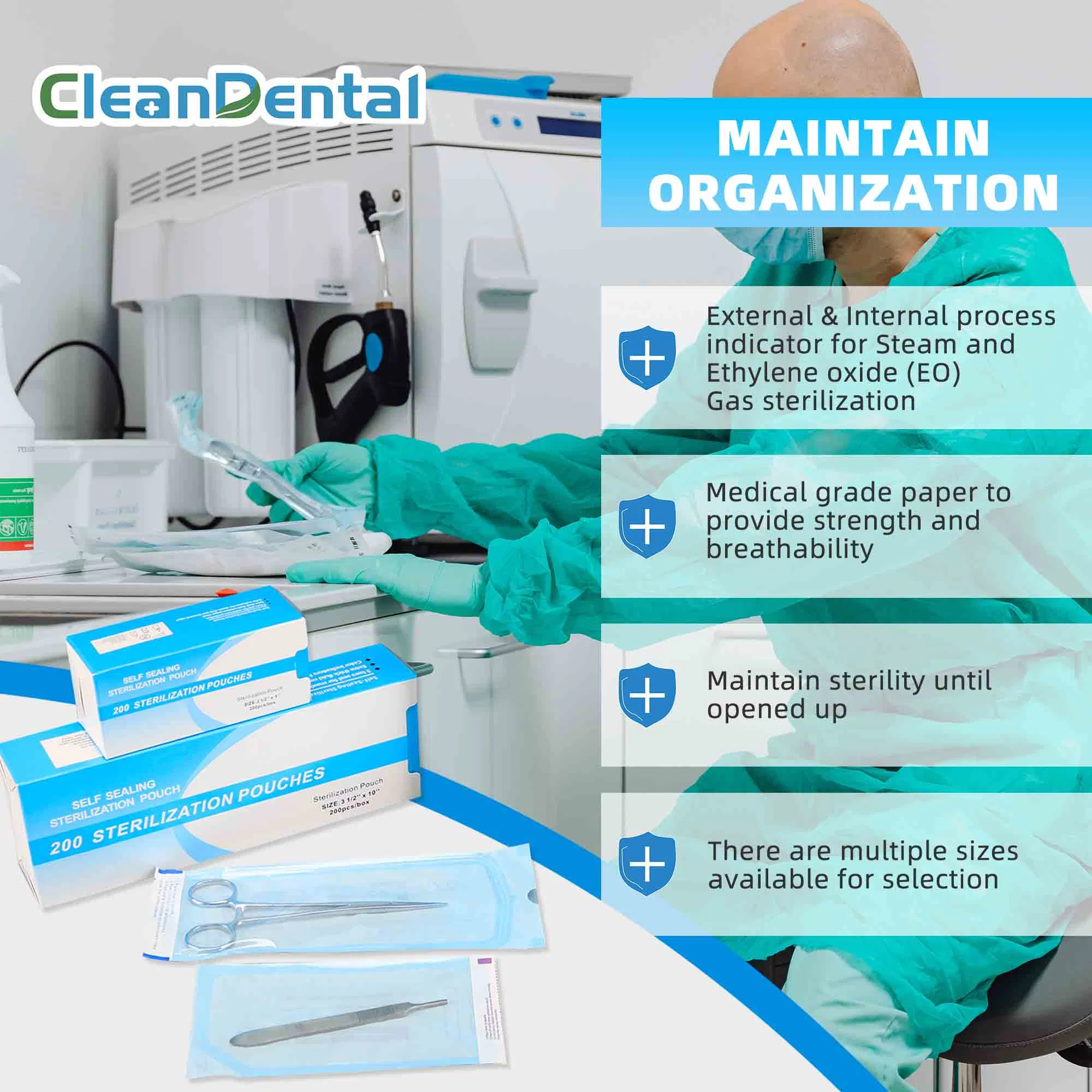 Self-Sealing Sterilization Pouch Dental Medical Packaging EOS Sterile Pouch