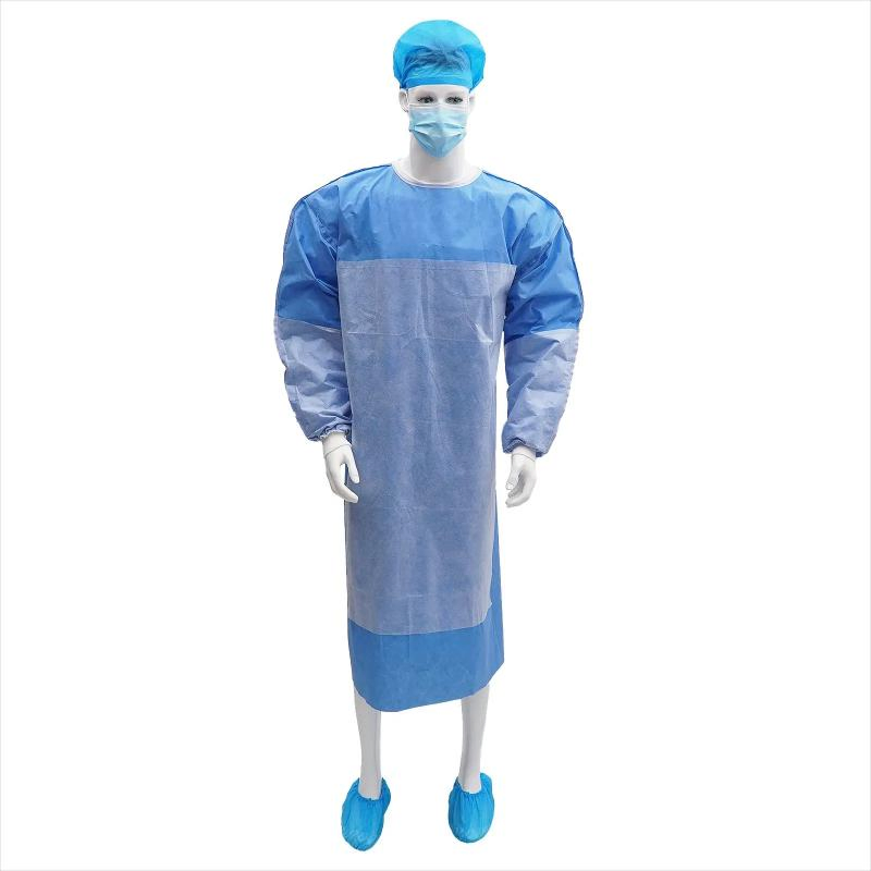 High Protection Disposable Non Woven Medical Surgical Gown Reinforced in Chest and Sleeves