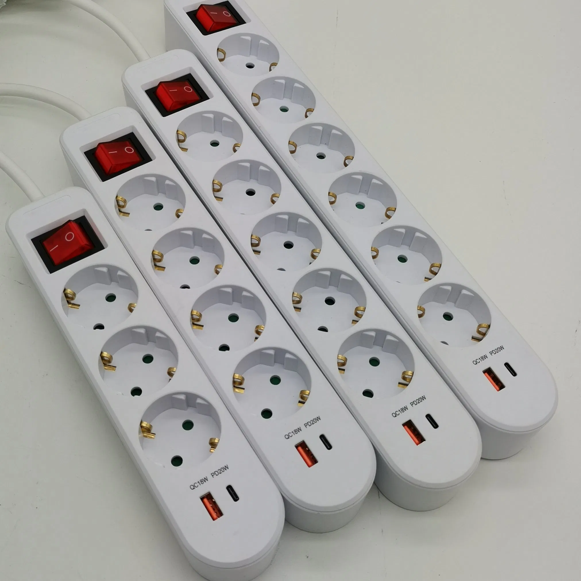 4 Outlet European Power Strip with USB and Type C Charging Ports