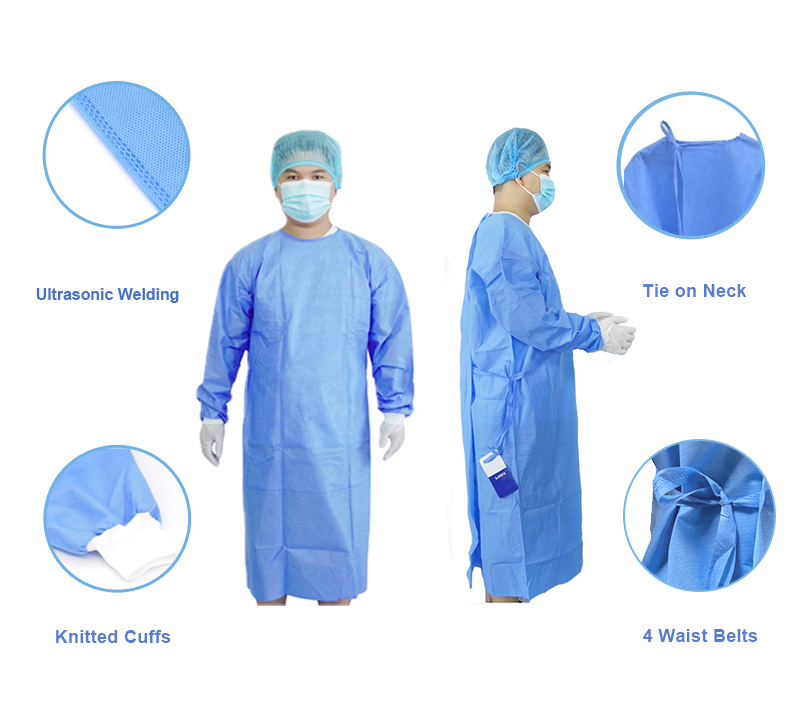 Cheap Disposable SMS Non Woven Surgical Gown with Straps on Neck