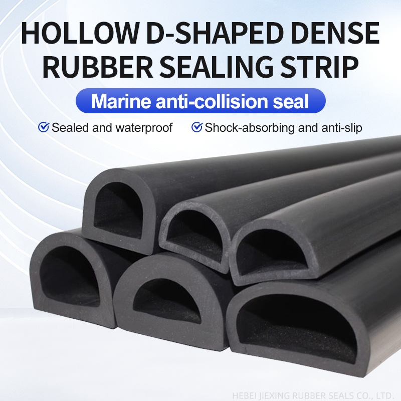 Large and Small D-Shaped Rubber Dock Fender Bumper Shock-Absorbing Strip EPDM Hollow D-Type Dense Sealing Strip