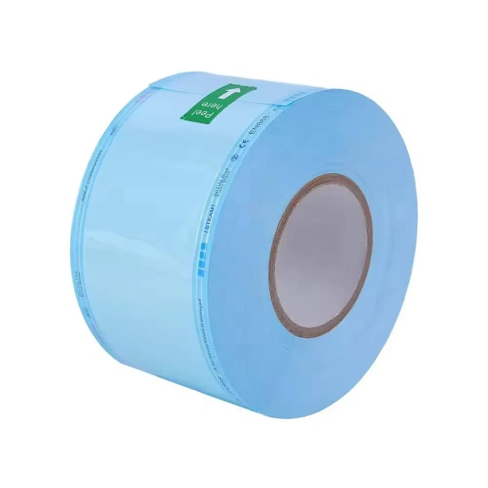 200m Dental Autoclave Disposable Heat Sealing Flat Gusseted Medical Sterilization Pouch Reel