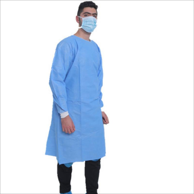 SMS/SMMS Non Woven Surgical/Surgeon Apron Gown with Knitted Cuff and Hook &amp; Loop