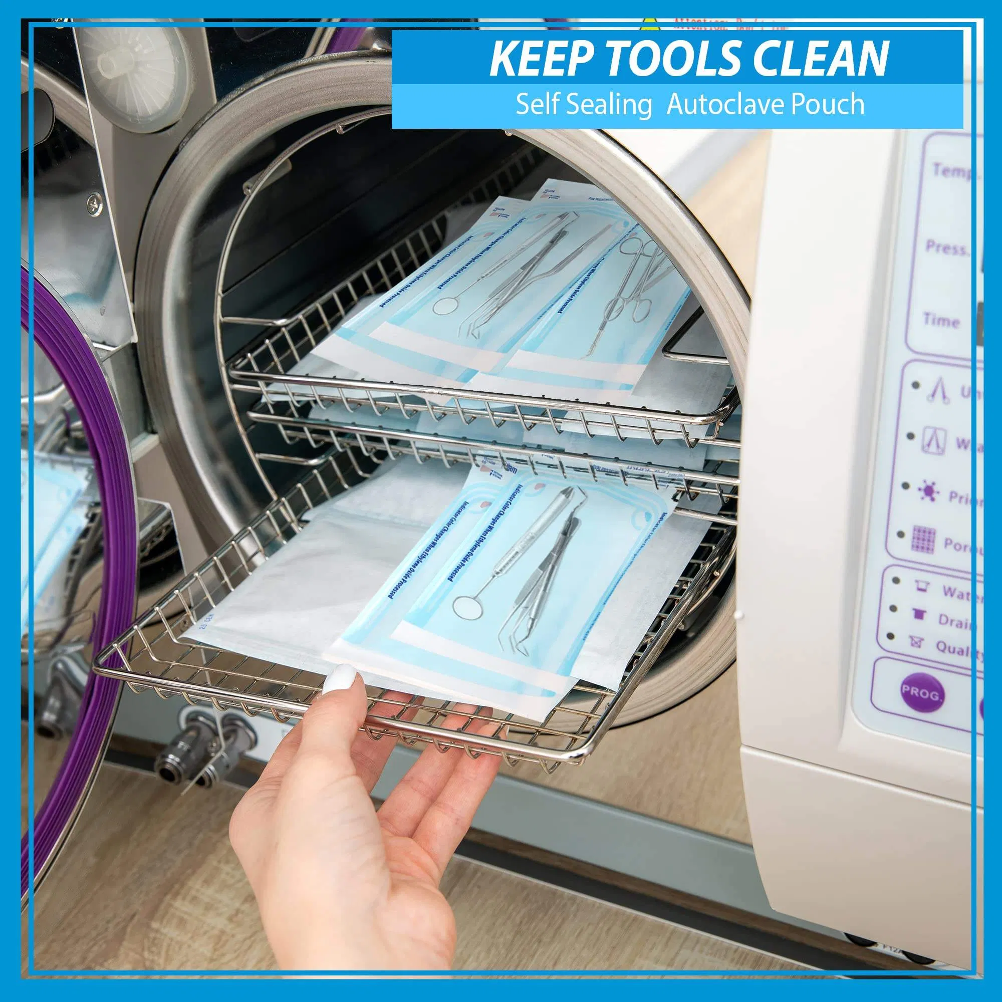 200m Dental Autoclave Disposable Heat Sealing Flat Gusseted Medical Sterilization Pouch Reel