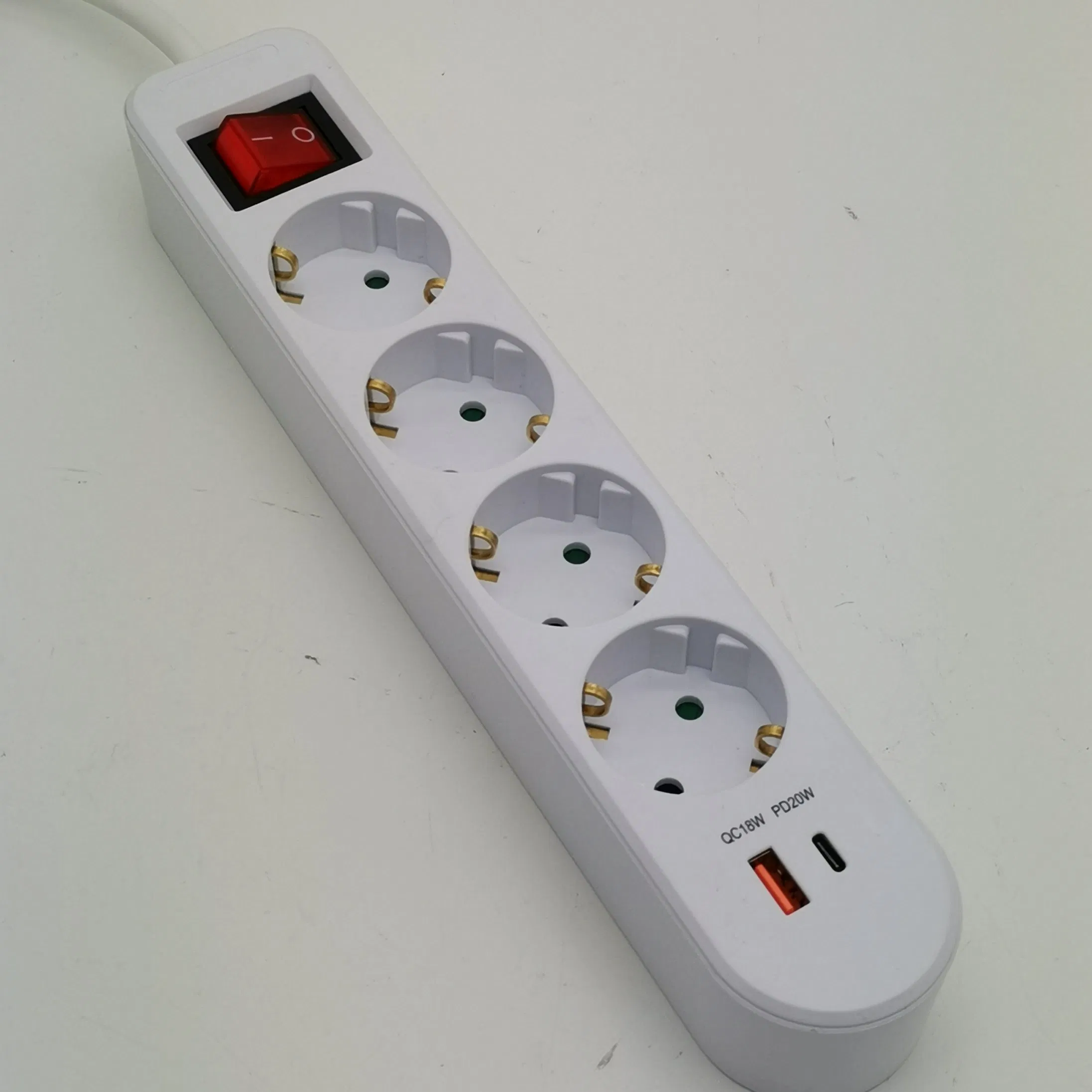 4 Outlet European Power Strip with USB and Type C Charging Ports