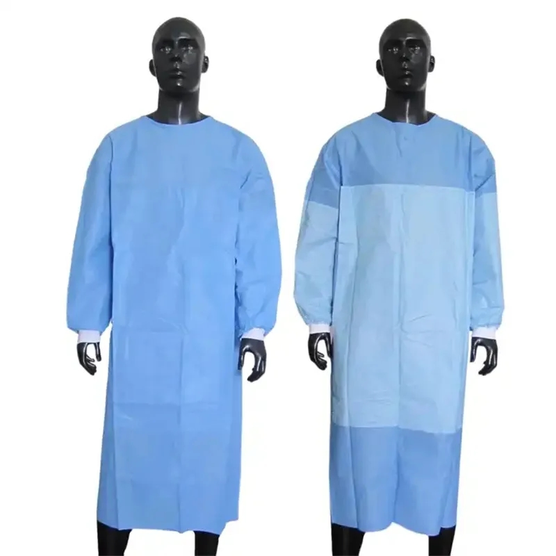 High Protection Disposable Non Woven Medical Surgical Gown Reinforced in Chest and Sleeves