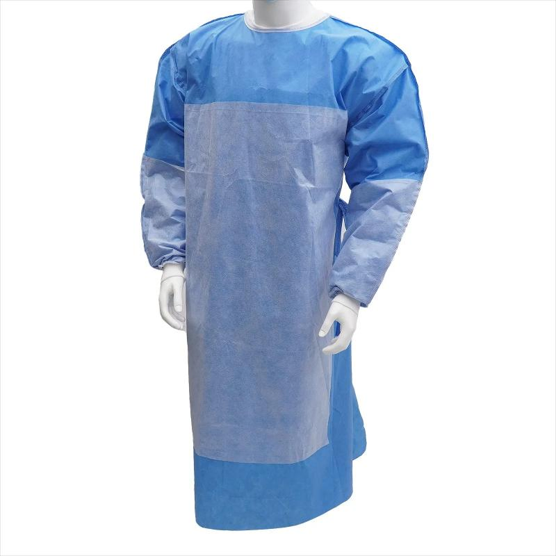 High Protection Disposable Non Woven Medical Surgical Gown Reinforced in Chest and Sleeves