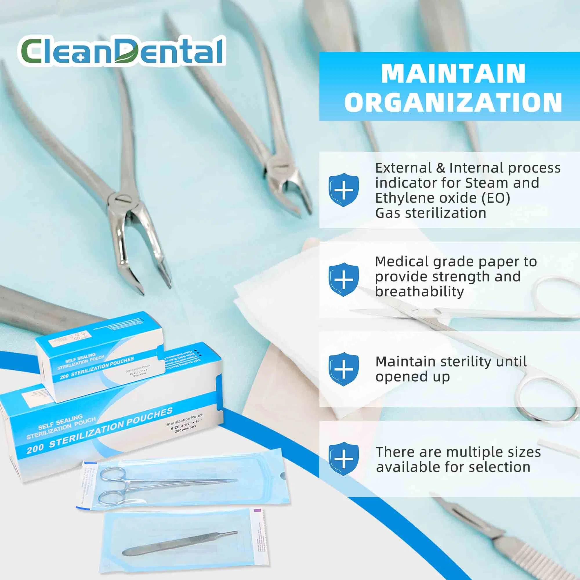 Self-Sealing Sterilization Pouch Dental Medical Packaging EOS Sterile Pouch