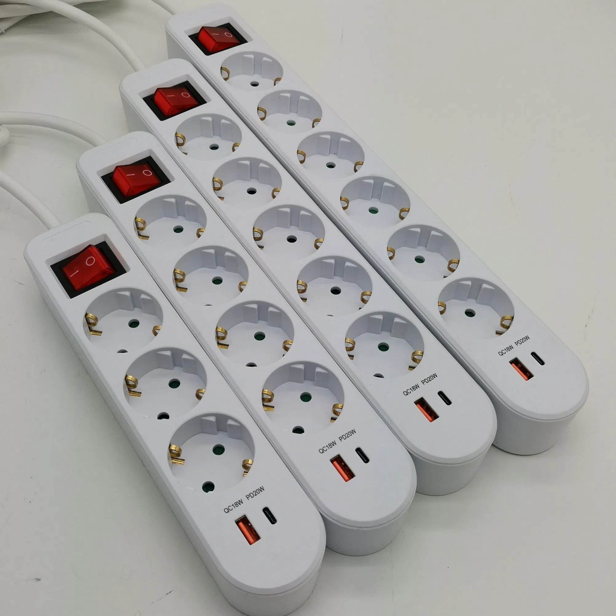 4 Outlet European Power Strip with USB and Type C Charging Ports