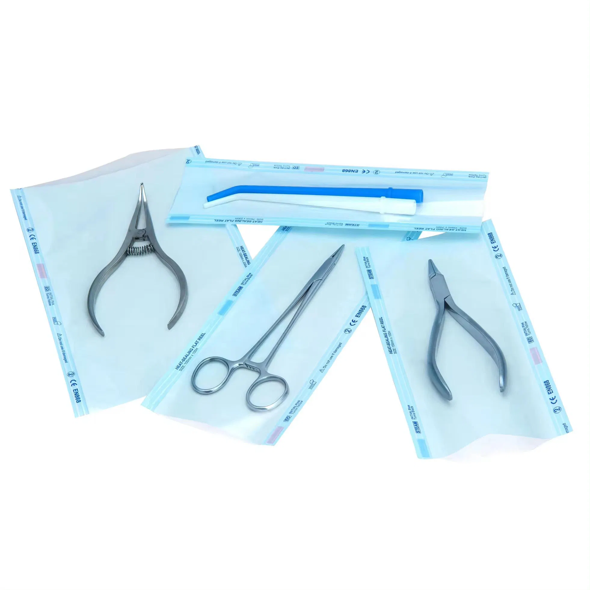 200m Dental Autoclave Disposable Heat Sealing Flat Gusseted Medical Sterilization Pouch Reel