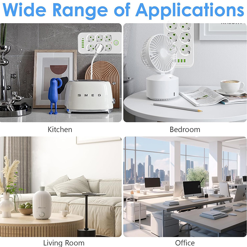 110V-250V 2500W Electrical EU Sockets and Outlets Power Strip with USB Type-C