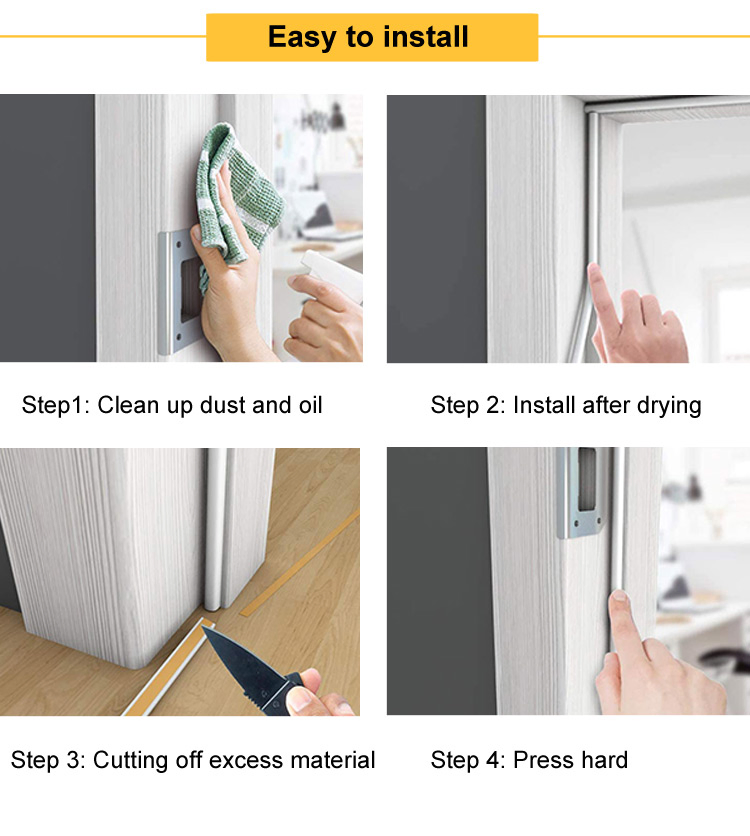 Draught Excluder Door and Window Weatherproof Self Adhesive EPDM Rubber Seal Strip Weather Strips P Type 9X4mm