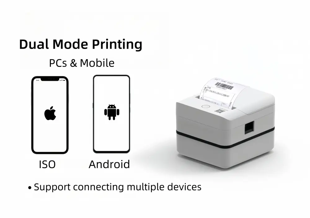 C30 thermal label printer connection and color options