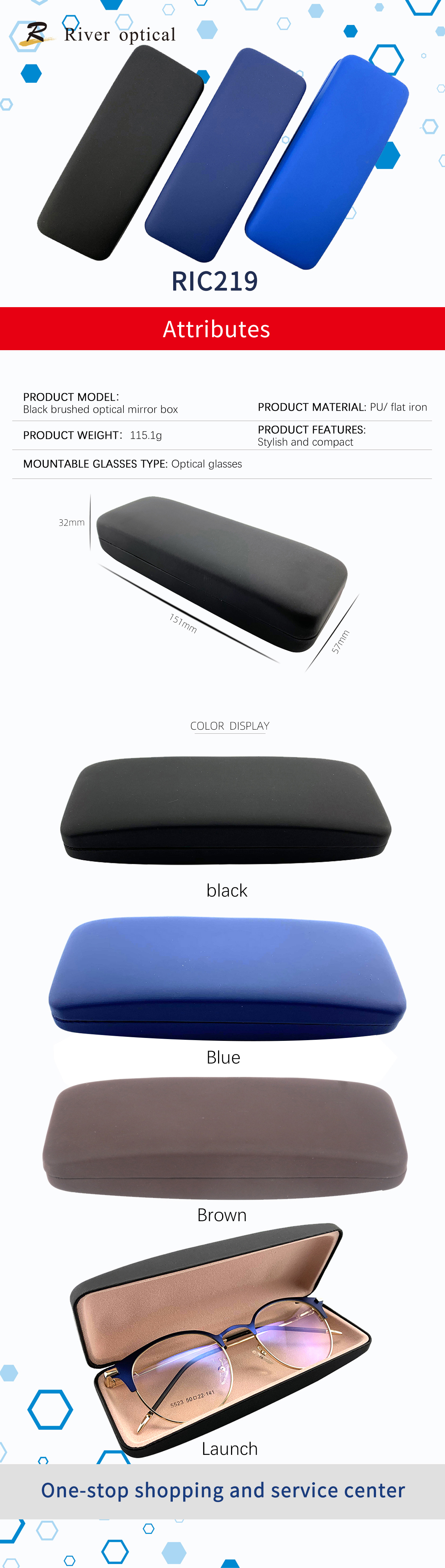 Metal hard glasses case model 218
