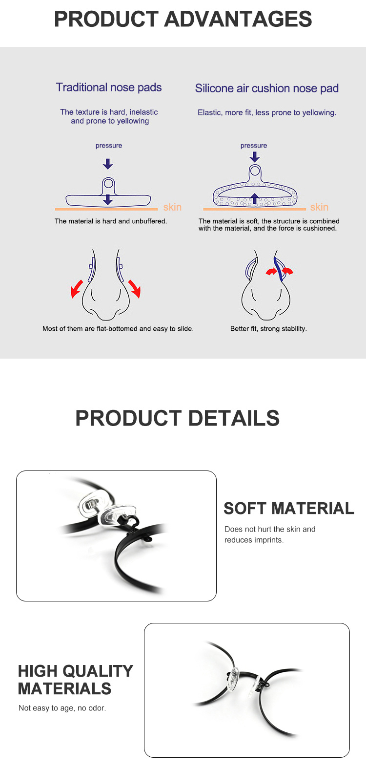 Glasses and Sunglasses Replacement Nose Pads