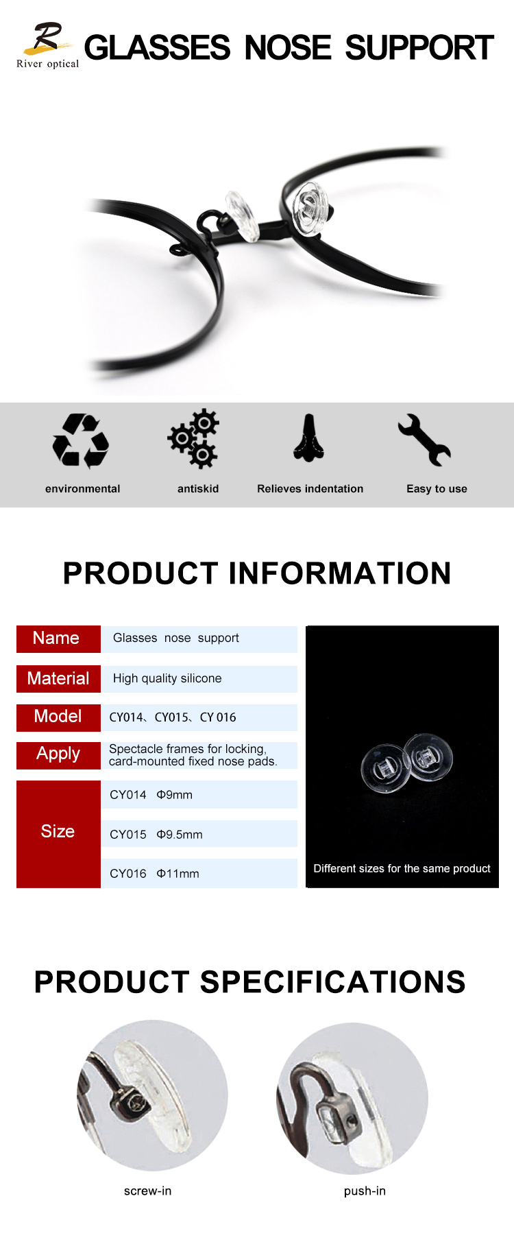 Silicone Nose Pads Specification Overview