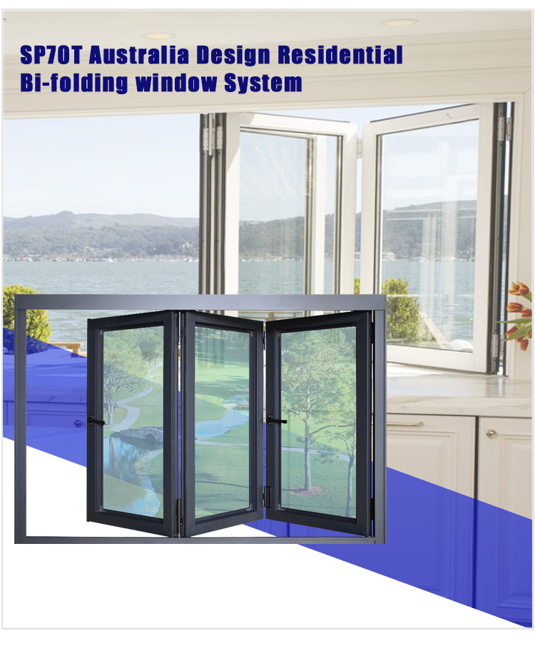 Aluminum Frame Bi-Fold Glass Patio Window Insulated Tempered Glass Soundproof Energy Saving for Residential House