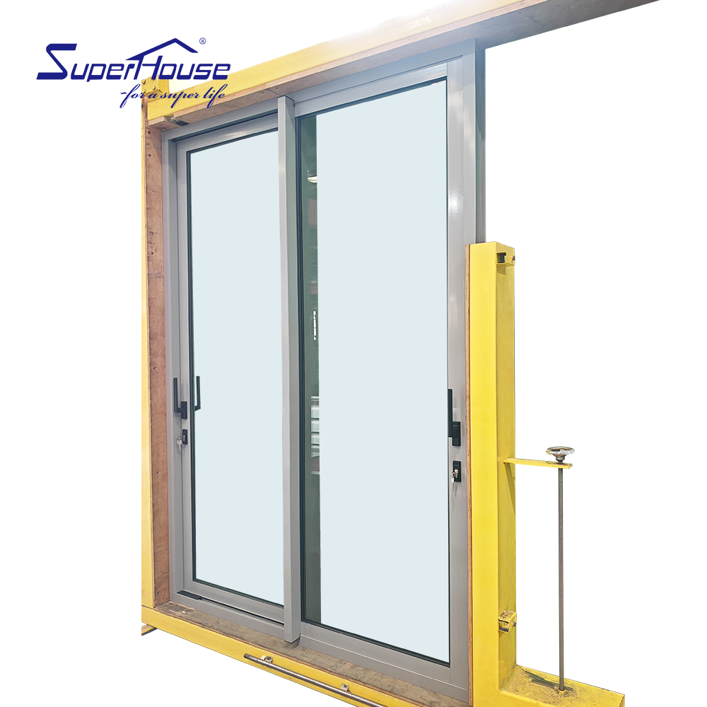 Customized Size Sliding Doors Double Tempered Glass Aluminum Doors Heat Insulation Energy Efficient Balcony Sliding Patio Door