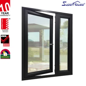 Modern Design Hurricane Impact French Double Glazed Soundproof Casement Window Broken Bridge Aluminum Folding Open for House