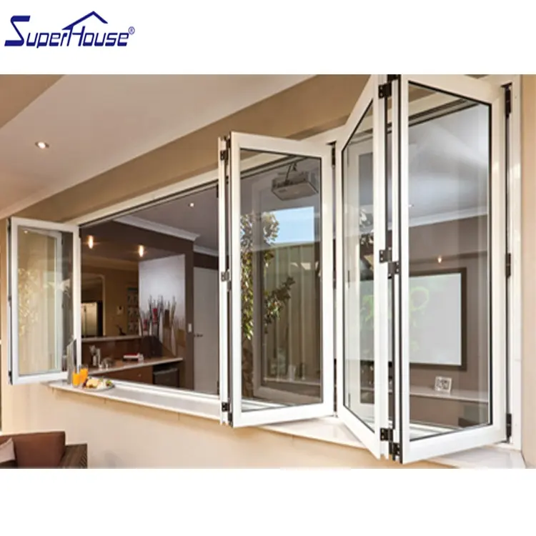 Best Selling  High Soundproof Insulated Glass Window Aluminium Thermal Break  Bi Folding Windows