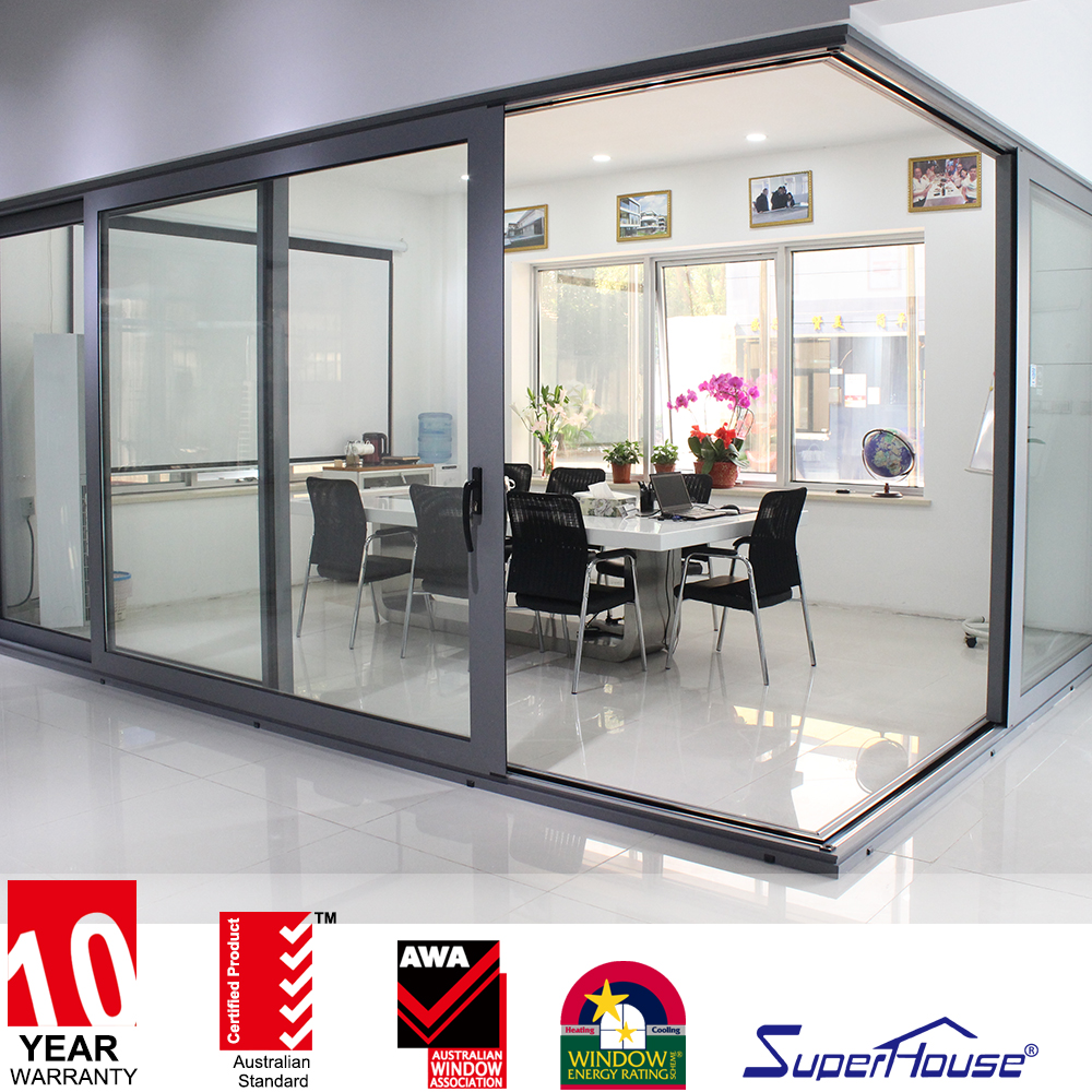 AS2047 Certified Australian Standard Sliding Doors Aluminum Casement Sliding French Tempered Laminated Double Triple Glazed Door
