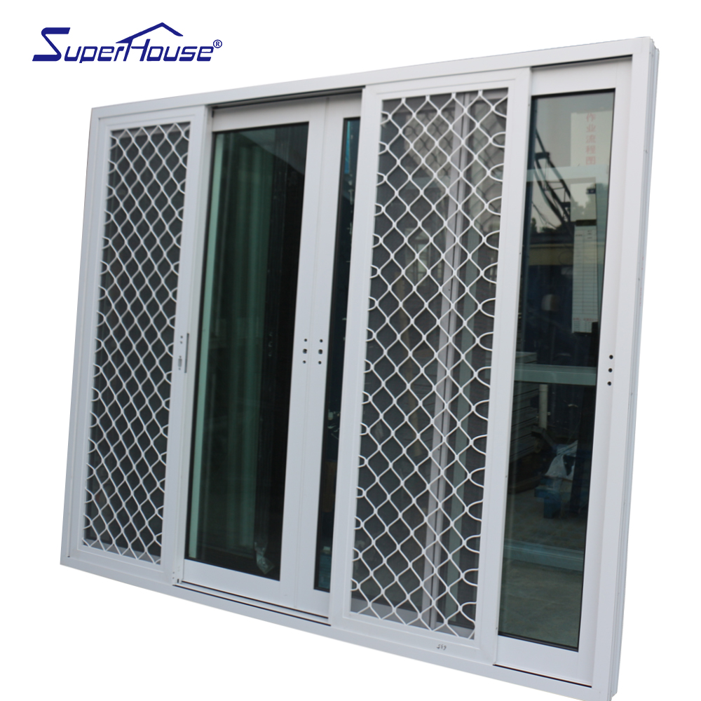 Superhouse NFRC White Outdoor Hurricane Proof Patio Impact Large Glass Exterior Balcony Thermal Break Aluminum Sliding Doors