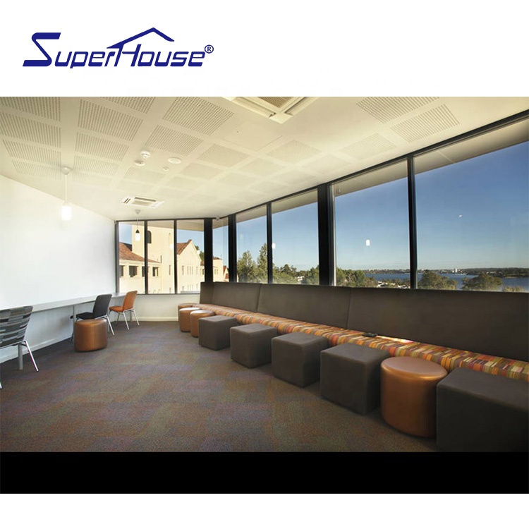 Commercial House Fixed High Transmittance Large Glass System Soundproof Thermal Insulation American Style Windows