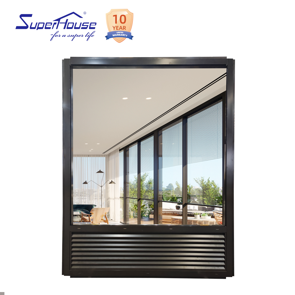 Factory New Style Aluminum Design Large Windows Low E Argon Double Glass Fixed Window
