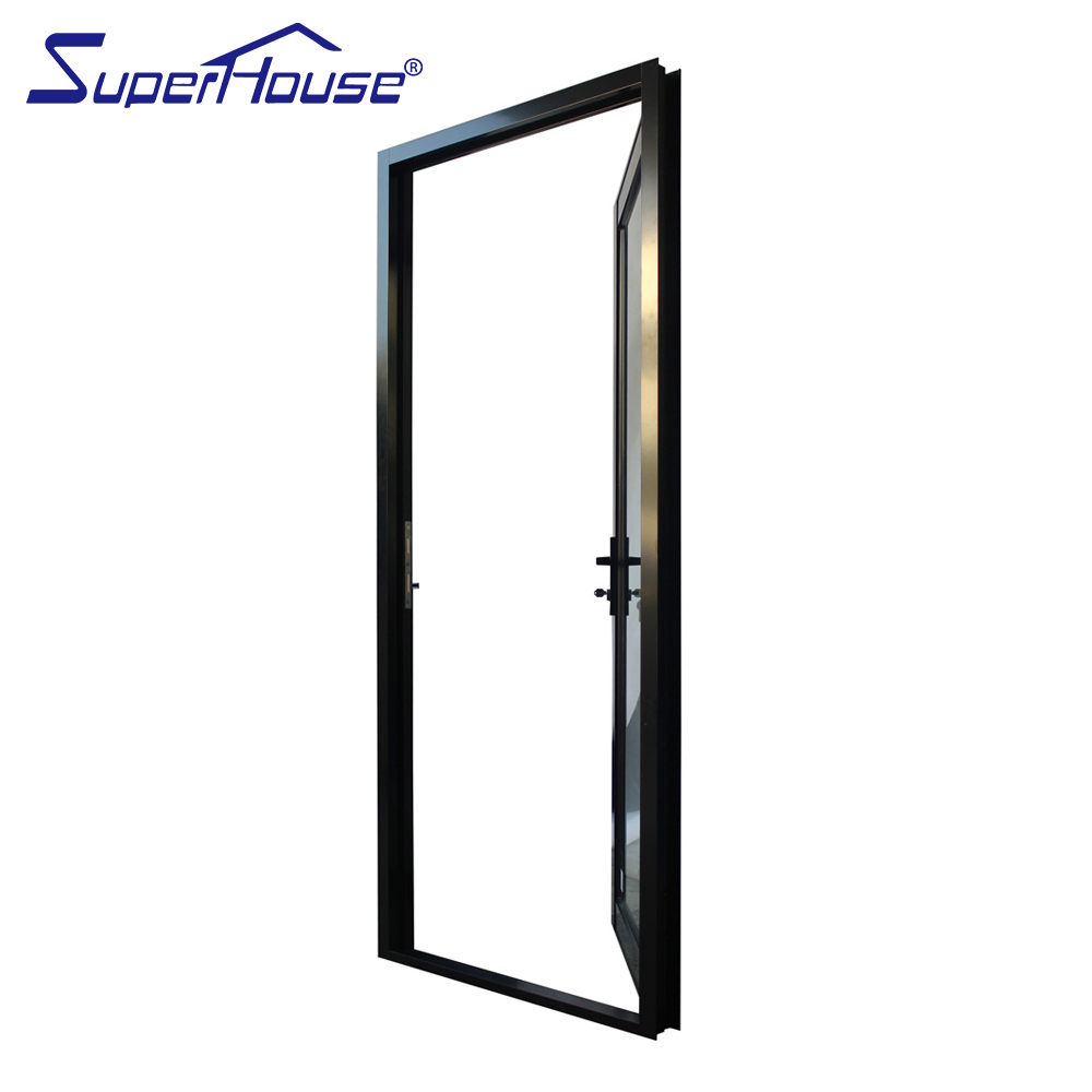 Florida Commercial Apartment Aluminum Hinged Door Hurricane Impact Thermal Break Frame Low-E  Heat Insulation  Store Entry Door
